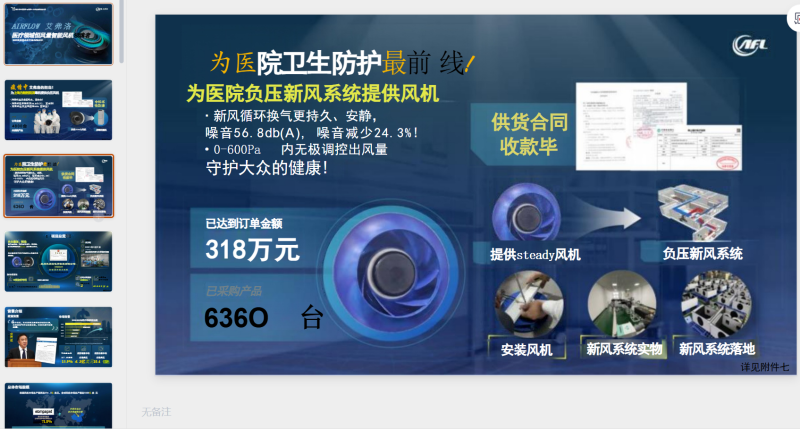 Airflow·艾弗洛医疗领域恒风量只能风机领跑者-星光PPT模板 一个PPT模板免费下载的网站