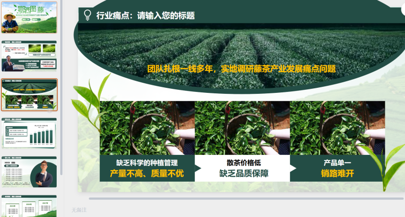 茶产业振兴-星光PPT模板 一个PPT模板免费下载的网站