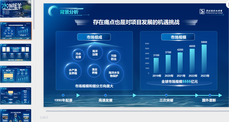蓝白水产养殖-星光PPT模板 一个PPT模板免费下载的网站
