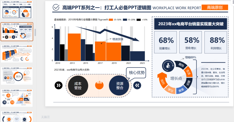 （橙蓝）职场工作汇报-星光PPT模板 一个PPT模板免费下载的网站